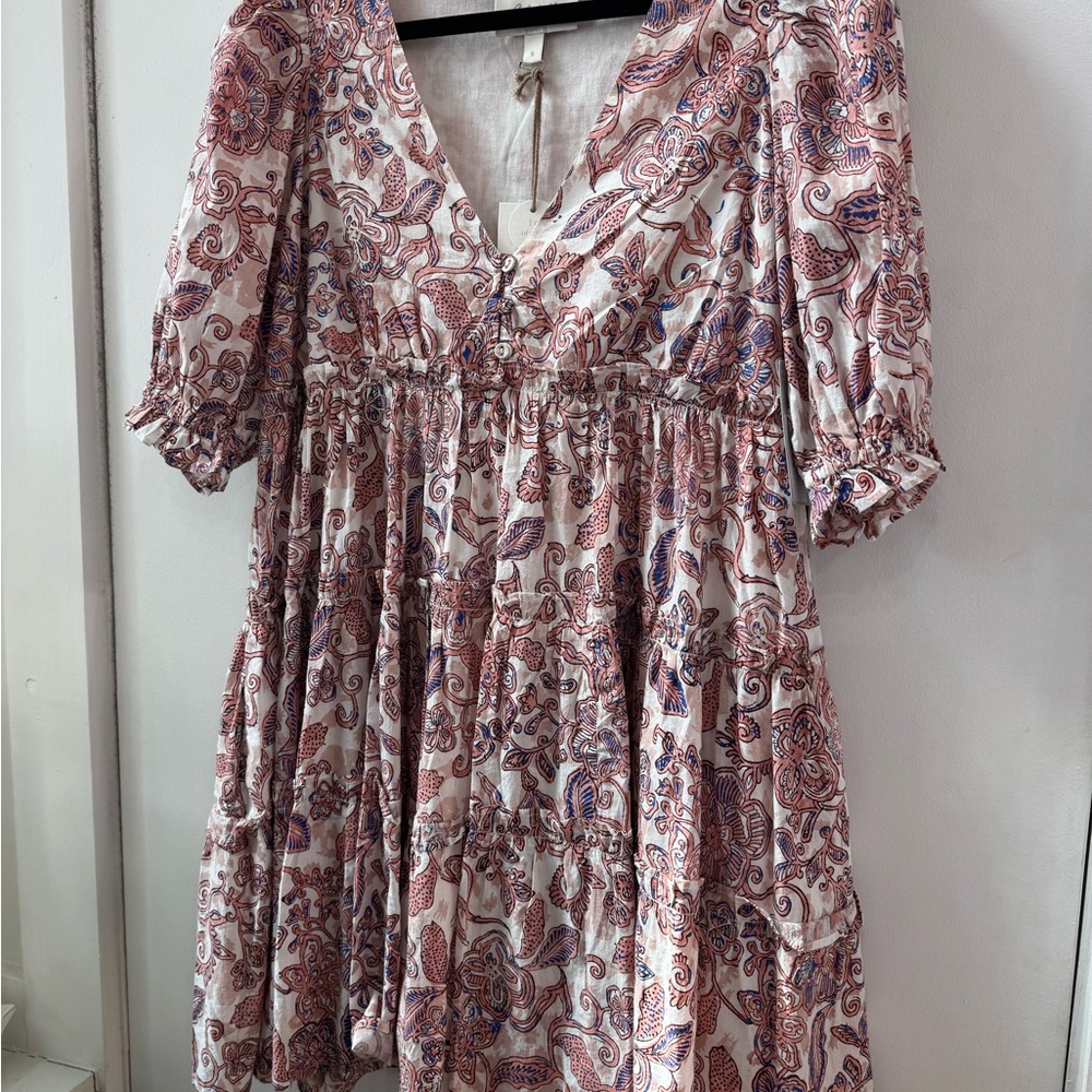 Cleobella Pink  Sleeve V-Neck Dress